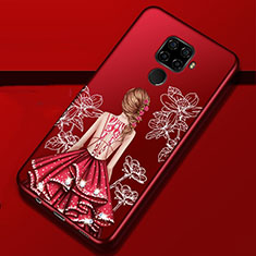 Custodia Silicone Gel Morbida Abito Ragazza Cover per Huawei Mate 30 Lite Rosso