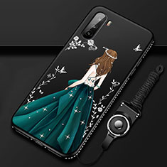 Custodia Silicone Gel Morbida Abito Ragazza Cover per Huawei Mate 40 Lite 5G Verde