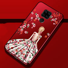 Custodia Silicone Gel Morbida Abito Ragazza Cover per Huawei Nova 5i Pro Rosso Rosa
