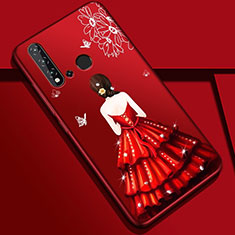 Custodia Silicone Gel Morbida Abito Ragazza Cover per Huawei Nova 5i Rosso