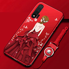 Custodia Silicone Gel Morbida Abito Ragazza Cover per Huawei Nova 6 5G Rosso