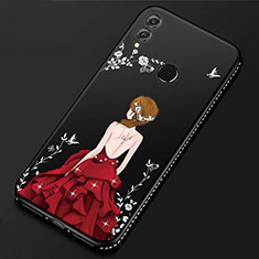 Custodia Silicone Gel Morbida Abito Ragazza Cover per Huawei P Smart (2019) Rosso e Nero