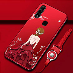 Custodia Silicone Gel Morbida Abito Ragazza Cover per Oppo A31 Rosso