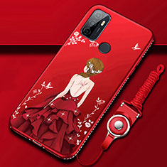 Custodia Silicone Gel Morbida Abito Ragazza Cover per Oppo A53 Rosso