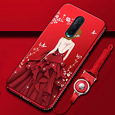 Custodia Silicone Gel Morbida Abito Ragazza Cover per Oppo R17 Pro Rosso