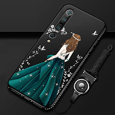Custodia Silicone Gel Morbida Abito Ragazza Cover per Xiaomi Mi 10 Pro Verde