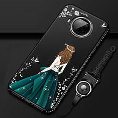 Custodia Silicone Gel Morbida Abito Ragazza Cover per Xiaomi Mi 10i 5G Nero