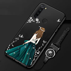 Custodia Silicone Gel Morbida Abito Ragazza Cover per Xiaomi Redmi Note 8T Nero