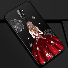 Custodia Silicone Gel Morbida Abito Ragazza Cover S01 per Oppo A11 Rosso e Nero