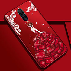 Custodia Silicone Gel Morbida Abito Ragazza Cover S01 per Oppo RX17 Pro Rosso