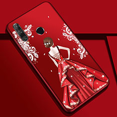 Custodia Silicone Gel Morbida Abito Ragazza Cover Z01 per Huawei Honor 20E Rosso Rosa