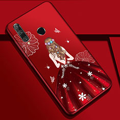 Custodia Silicone Gel Morbida Abito Ragazza Cover Z01 per Huawei Honor 20i Rosso
