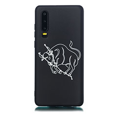 Custodia Silicone Gel Morbida Costellazione Cover S02 per Huawei P30 Nero