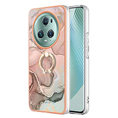 Custodia Silicone Gel Morbida Fantasia Modello Cover con Anello Supporto Y01B per Huawei Honor Magic5 Pro 5G Rosa