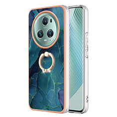 Custodia Silicone Gel Morbida Fantasia Modello Cover con Anello Supporto Y01B per Huawei Honor Magic5 Pro 5G Verde