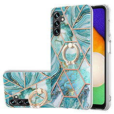 Custodia Silicone Gel Morbida Fantasia Modello Cover con Anello Supporto Y01B per Samsung Galaxy A04s Verde Pastello