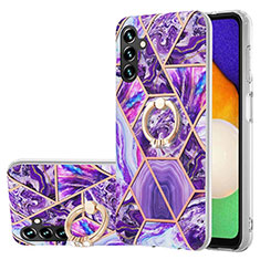 Custodia Silicone Gel Morbida Fantasia Modello Cover con Anello Supporto Y01B per Samsung Galaxy A04s Viola