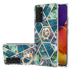 Custodia Silicone Gel Morbida Fantasia Modello Cover con Anello Supporto Y01B per Samsung Galaxy A05s Verde Notte