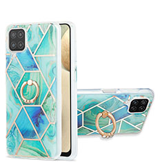 Custodia Silicone Gel Morbida Fantasia Modello Cover con Anello Supporto Y01B per Samsung Galaxy A12 5G Verde