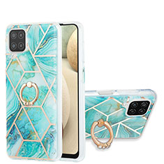 Custodia Silicone Gel Morbida Fantasia Modello Cover con Anello Supporto Y01B per Samsung Galaxy A12 5G Verde Pastello
