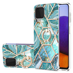 Custodia Silicone Gel Morbida Fantasia Modello Cover con Anello Supporto Y01B per Samsung Galaxy A22 4G Verde Pastello