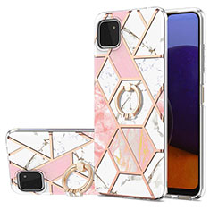 Custodia Silicone Gel Morbida Fantasia Modello Cover con Anello Supporto Y01B per Samsung Galaxy A22 5G Rosa