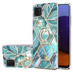 Custodia Silicone Gel Morbida Fantasia Modello Cover con Anello Supporto Y01B per Samsung Galaxy A22 5G Verde Pastello