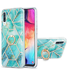 Custodia Silicone Gel Morbida Fantasia Modello Cover con Anello Supporto Y01B per Samsung Galaxy A30S Verde Pastello