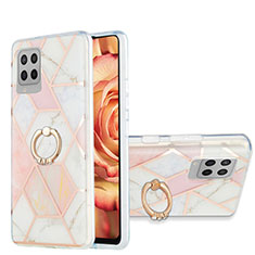 Custodia Silicone Gel Morbida Fantasia Modello Cover con Anello Supporto Y01B per Samsung Galaxy A42 5G Rosa