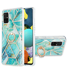 Custodia Silicone Gel Morbida Fantasia Modello Cover con Anello Supporto Y01B per Samsung Galaxy A51 4G Verde Pastello