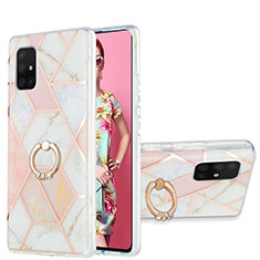 Custodia Silicone Gel Morbida Fantasia Modello Cover con Anello Supporto Y01B per Samsung Galaxy A71 4G A715 Rosa