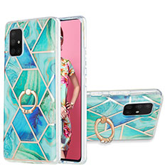 Custodia Silicone Gel Morbida Fantasia Modello Cover con Anello Supporto Y01B per Samsung Galaxy A71 4G A715 Verde