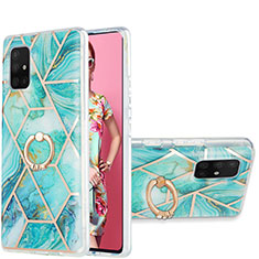 Custodia Silicone Gel Morbida Fantasia Modello Cover con Anello Supporto Y01B per Samsung Galaxy A71 4G A715 Verde Pastello