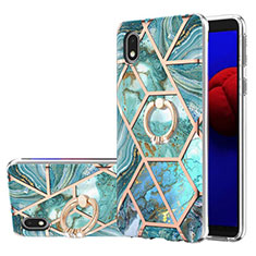 Custodia Silicone Gel Morbida Fantasia Modello Cover con Anello Supporto Y01B per Samsung Galaxy M01 Core Verde