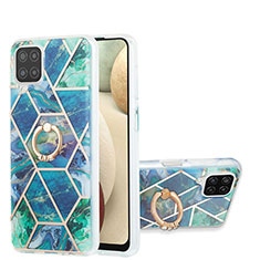 Custodia Silicone Gel Morbida Fantasia Modello Cover con Anello Supporto Y01B per Samsung Galaxy M12 Verde Notte