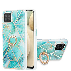 Custodia Silicone Gel Morbida Fantasia Modello Cover con Anello Supporto Y01B per Samsung Galaxy M12 Verde Pastello