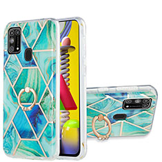 Custodia Silicone Gel Morbida Fantasia Modello Cover con Anello Supporto Y01B per Samsung Galaxy M31 Verde