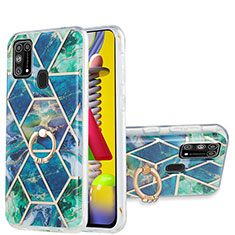Custodia Silicone Gel Morbida Fantasia Modello Cover con Anello Supporto Y01B per Samsung Galaxy M31 Verde Notte