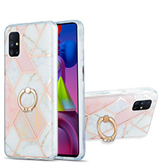 Custodia Silicone Gel Morbida Fantasia Modello Cover con Anello Supporto Y01B per Samsung Galaxy M51 Rosa