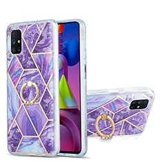 Custodia Silicone Gel Morbida Fantasia Modello Cover con Anello Supporto Y01B per Samsung Galaxy M51 Viola