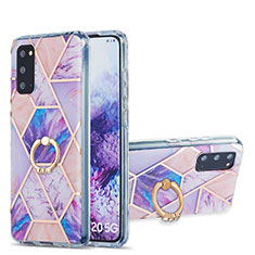 Custodia Silicone Gel Morbida Fantasia Modello Cover con Anello Supporto Y01B per Samsung Galaxy S20 5G Lavanda