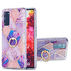 Custodia Silicone Gel Morbida Fantasia Modello Cover con Anello Supporto Y01B per Samsung Galaxy S20 Lite 5G Lavanda