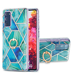 Custodia Silicone Gel Morbida Fantasia Modello Cover con Anello Supporto Y01B per Samsung Galaxy S20 Lite 5G Verde