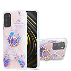 Custodia Silicone Gel Morbida Fantasia Modello Cover con Anello Supporto Y01B per Xiaomi Poco M3 Lavanda