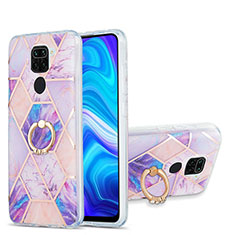 Custodia Silicone Gel Morbida Fantasia Modello Cover con Anello Supporto Y01B per Xiaomi Redmi Note 9 Lavanda