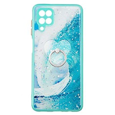 Custodia Silicone Gel Morbida Fantasia Modello Cover con Anello Supporto Y01X per Samsung Galaxy M12 Verde