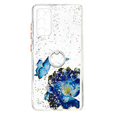 Custodia Silicone Gel Morbida Fantasia Modello Cover con Anello Supporto Y01X per Samsung Galaxy S20 FE (2022) 5G Blu