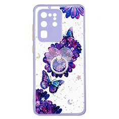 Custodia Silicone Gel Morbida Fantasia Modello Cover con Anello Supporto Y01X per Samsung Galaxy S20 Ultra Viola