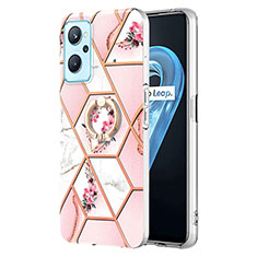 Custodia Silicone Gel Morbida Fantasia Modello Cover con Anello Supporto Y02B per Realme 9i 4G Rosa