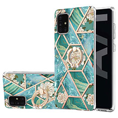 Custodia Silicone Gel Morbida Fantasia Modello Cover con Anello Supporto Y02B per Samsung Galaxy A71 4G A715 Verde